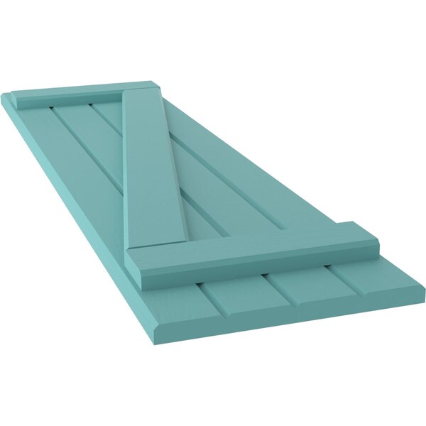 Ekena Millwork Americraft 4-Board (2 Batten) Wood Joined Board-n-Batten Shutters w/ Z-Bar, ARW102BB414X59PTH, PR - ARW102BB414X59PTH