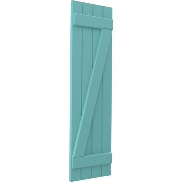 Ekena Millwork Americraft 4-Board (2 Batten) Wood Joined Board-n-Batten Shutters w/ Z-Bar, ARW102BB414X59PTH, PR - ARW102BB414X59PTH