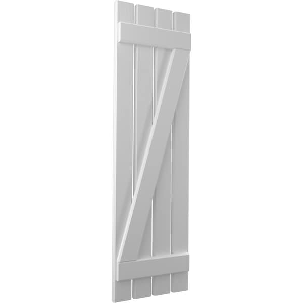 Ekena Millwork Americraft 4-Board (2 Batten) Wood Spaced Board-n-Batten Shutters w/ Z-Bar, ARW102SB415X67PRH - ARW102SB415X67PRH
