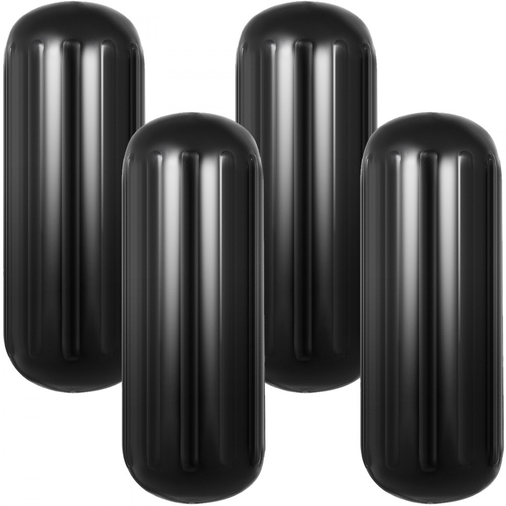4 NEW RIBBED BOAT FENDERS 10" x 28" BLACK CENTER HOLE BUMPERS MOORING PROTECTION - DNB10X28YCLWCBDSZV0