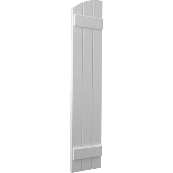 Ekena Millwork Americraft 3-Board (2 Batten) Wood Joined Board-n-Batten Shutters w/ Ellipt Top, ARW101BE311X74PRH - ARW101BE311X74PRH