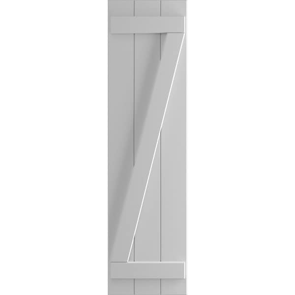 Ekena Millwork True Fit PVC Three Board Joined Board-n-Batten Shutters w/Z-Bar, Primed , 16 1/8"W x 73"H - TFP102BBF16X073PR