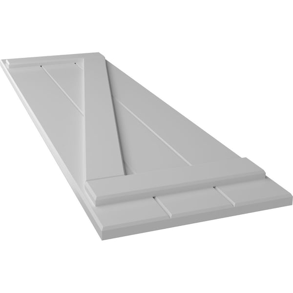 Ekena Millwork True Fit PVC Three Board Joined Board-n-Batten Shutters w/Z-Bar, Primed , 16 1/8"W x 73"H - TFP102BBF16X073PR