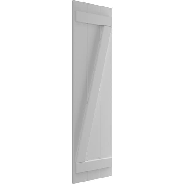 Ekena Millwork True Fit PVC Three Board Joined Board-n-Batten Shutters w/Z-Bar, Primed , 16 1/8"W x 73"H - TFP102BBF16X073PR