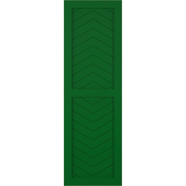 Ekena Millwork True Fit PVC Two Panel Chevron Modern Style Fixed Mount Shutters, Viridian Green, 15W x 40H, PR - TFP101CV15X040HG