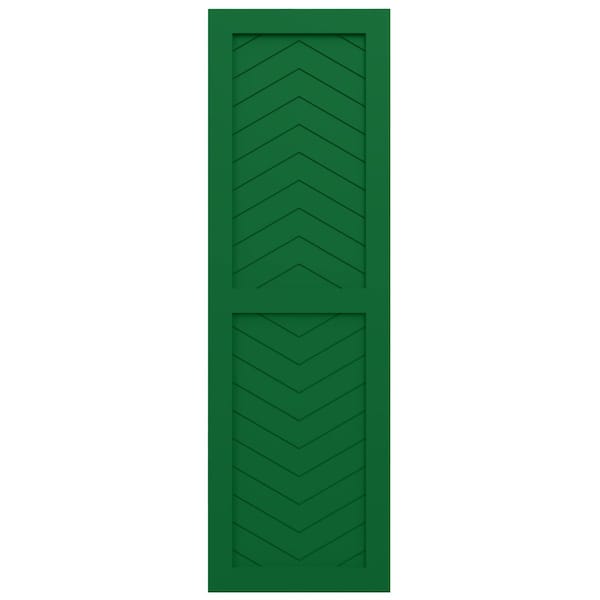 Ekena Millwork True Fit PVC Two Panel Chevron Modern Style Fixed Mount Shutters, Viridian Green, 15W x 40H, PR - TFP101CV15X040HG