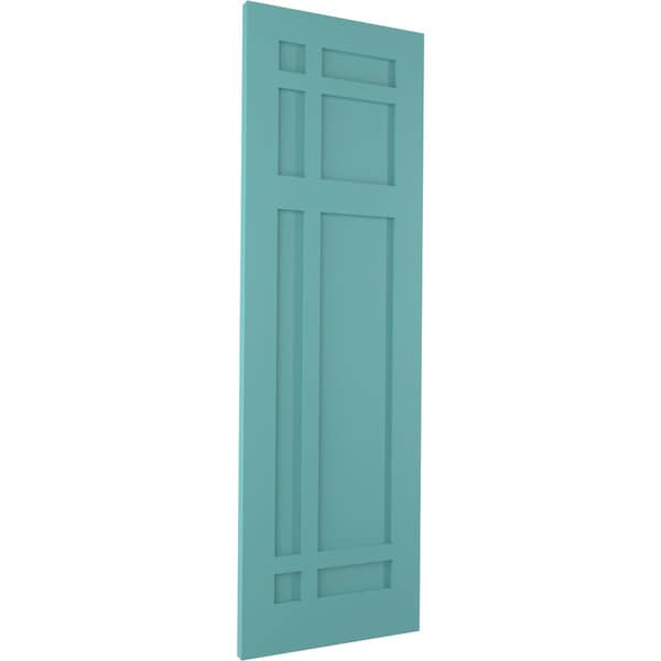 Ekena Millwork True Fit PVC San Juan Capistrano Mission Style Fixed Mount Shutters, Pure Turquoise, 12W x 59H, PR - TFP001SJ12X059PT