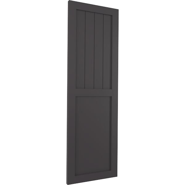 Ekena Millwork True Fit PVC Farmhouse/Flat Panel Combination Fixed Mount Shutters, Shadow Mountain, 18W x 71H, PR - TFP101FC18X071SM