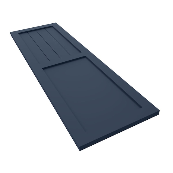 Ekena Millwork True Fit PVC Farmhouse/Flat Panel Combination Fixed Mount Shutters, Starless Night Blue, 12"W x 48"H - TFP101FC12X048OB