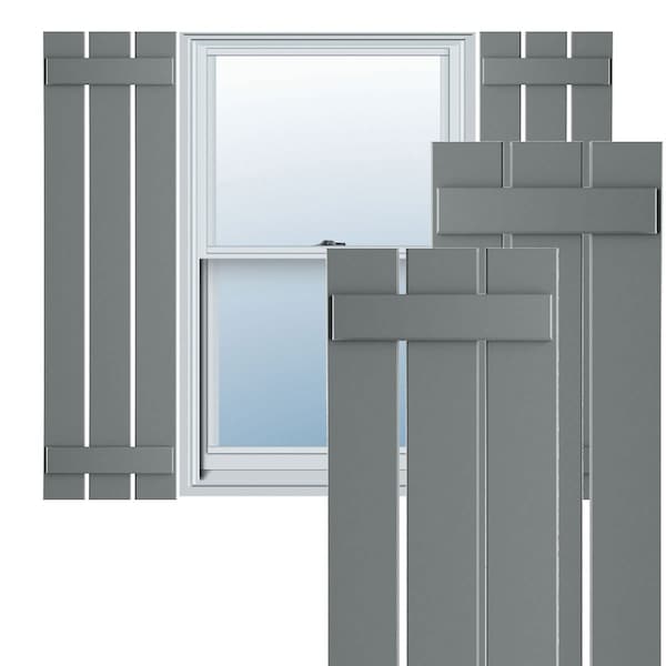 Ekena Millwork True Fit PVC Three Board Spaced Board-n-Batten Shutters, Ocean Swell , 17 1/8W x 52H, PR - TFP101SBF17X052CH