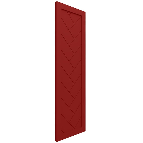 Ekena Millwork True Fit PVC Single Panel Herringbone Modern Style Fixed Mount Shutters, Fire Red, 18W x 42H, PR - TFP001HB18X042BR