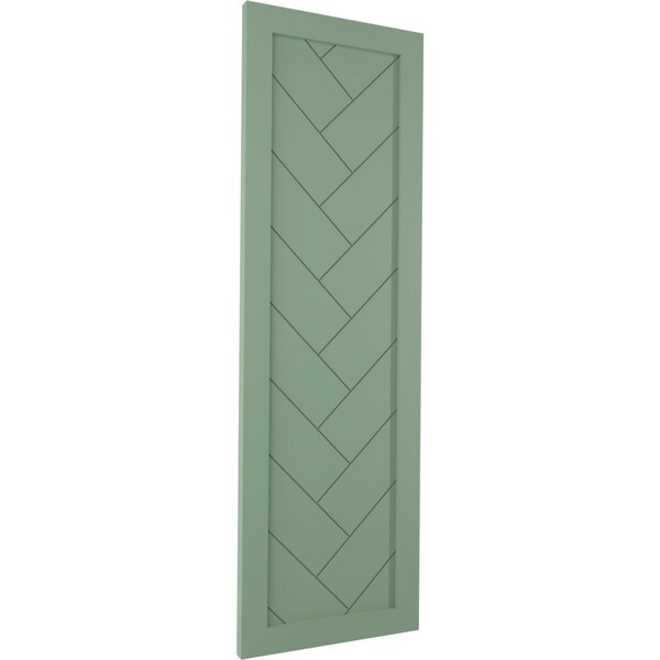 Ekena Millwork True Fit PVC Single Panel Herringbone Modern Style Fixed Mount Shutters, Track Green, 12W x 59H, PR - TFP001HB12X059TG