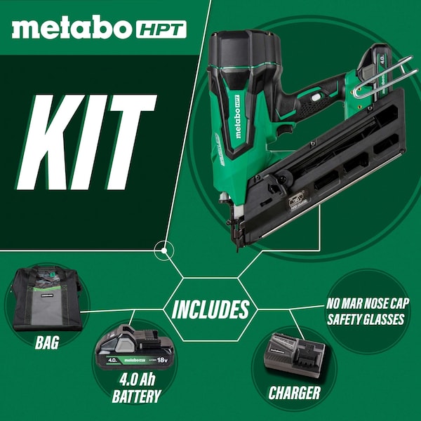 Metabo Hpt 18V MV Cordless 30 Degree 3-1/2in Paper Framing Nailer w/Clipped Head 1 x 4.0Ah - NR1890DCSTM