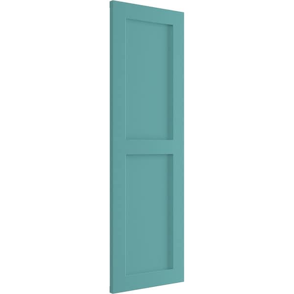 Ekena Millwork True Fit PVC Two Equal Flat Panel Shutters, Pure Turquoise, 15W x 65H, PR - TFP101FPF15X065PT