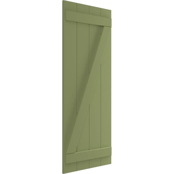 Ekena Millwork True Fit PVC Four Board Joined Board-n-Batten Shutters w/Z-Bar, Moss Green , 21 1/2W x 33H, PR - TFP102BBF21X033MG