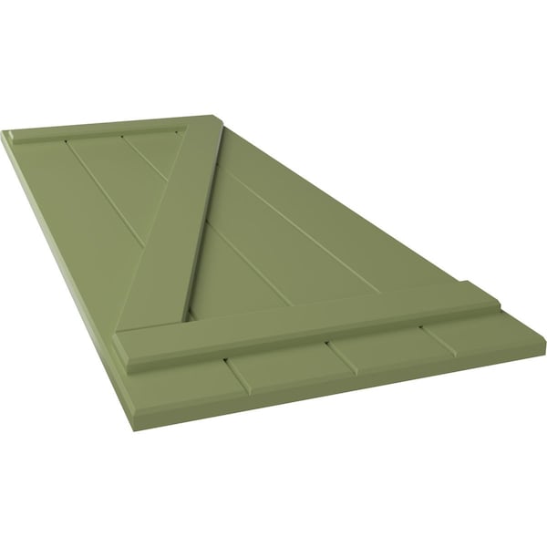 Ekena Millwork True Fit PVC Four Board Joined Board-n-Batten Shutters w/Z-Bar, Moss Green , 21 1/2W x 33H, PR - TFP102BBF21X033MG