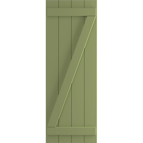 Ekena Millwork True Fit PVC Four Board Joined Board-n-Batten Shutters w/Z-Bar, Moss Green , 21 1/2W x 33H, PR - TFP102BBF21X033MG