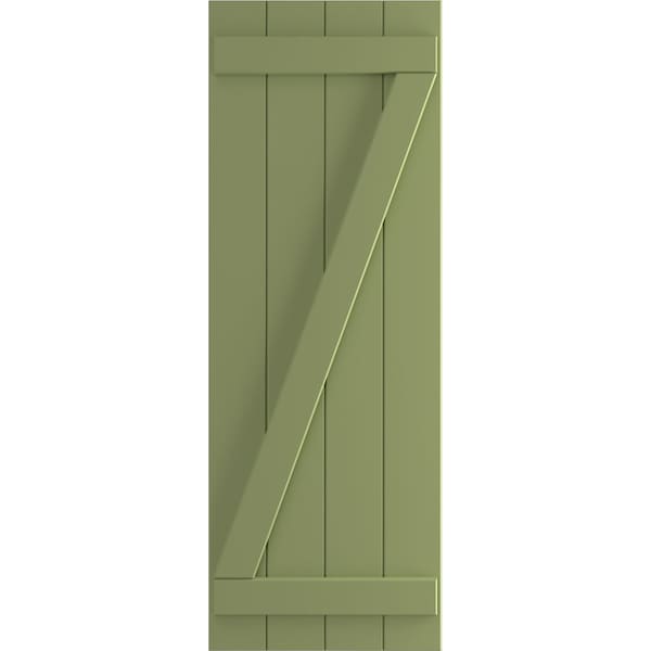 Ekena Millwork True Fit PVC Four Board Joined Board-n-Batten Shutters w/Z-Bar, Moss Green , 21 1/2W x 33H, PR - TFP102BBF21X033MG