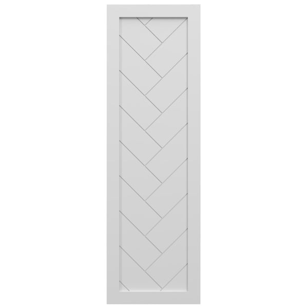 Ekena Millwork True Fit PVC Single Panel Herringbone Modern Style Fixed Mount Shutters, White, 12W x 67H, PR - TFP001HB12X067WH