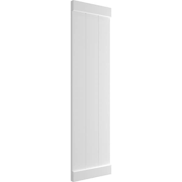 Ekena Millwork True Fit PVC, Three Board Joined Board-n-Batten Shutters w/End Batten, Unfinished, 16 1/8W x 97H, PR - TFP103BB16X097UN