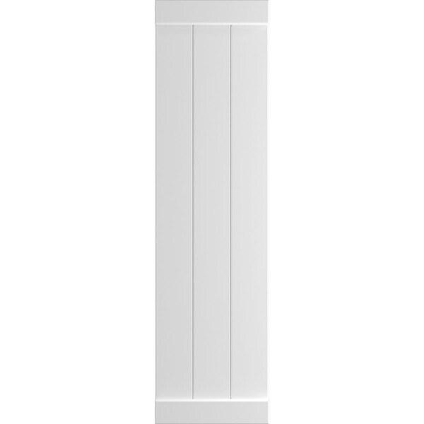 Ekena Millwork True Fit PVC, Three Board Joined Board-n-Batten Shutters w/End Batten, Unfinished, 16 1/8W x 97H, PR - TFP103BB16X097UN