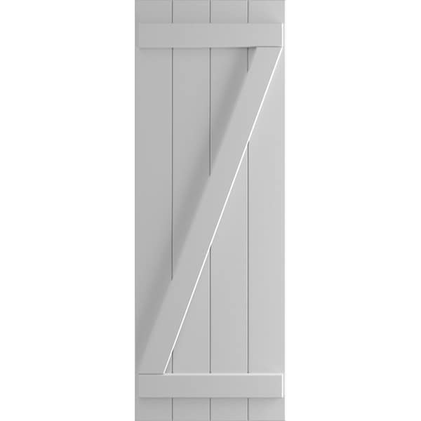 Ekena Millwork True Fit PVC Four Board Joined Board-n-Batten Shutters w/Z-Bar, Primed , 21 1/2"W x 36"H - TFP102BBF21X036PR