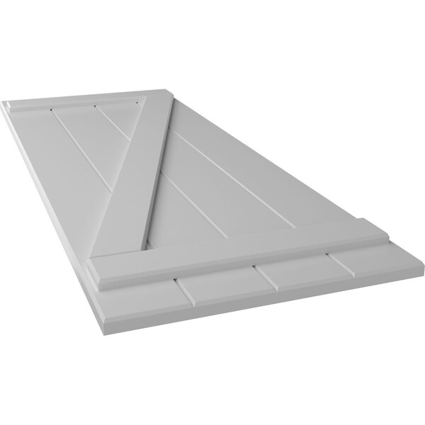 Ekena Millwork True Fit PVC Four Board Joined Board-n-Batten Shutters w/Z-Bar, Primed , 21 1/2"W x 36"H - TFP102BBF21X036PR