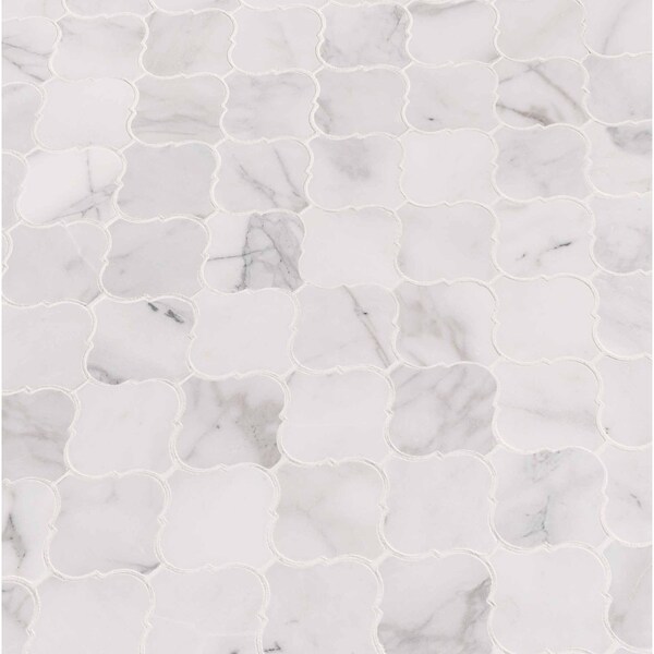 Msi Calacatta Cressa Arabesque SAMPLE Honed Marble Mesh-Mounted Mosaic Tile - ZOR-MD-0142-SAM