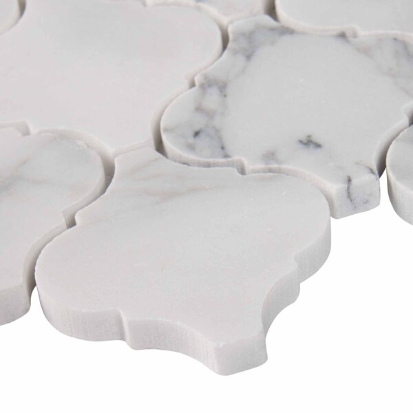 Msi Calacatta Cressa Arabesque SAMPLE Honed Marble Mesh-Mounted Mosaic Tile - ZOR-MD-0142-SAM