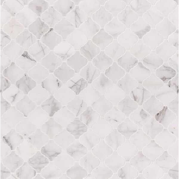 Msi Calacatta Cressa Arabesque SAMPLE Honed Marble Mesh-Mounted Mosaic Tile - ZOR-MD-0142-SAM