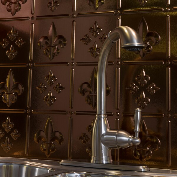 Fasade Fasade 18in x 24in Fleur-de-lis Oil Rubbed Bronze Backsplash Panel 5pk - PB6626