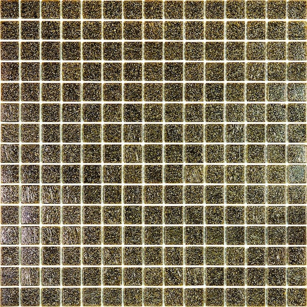 Apollo Tile Dune 12 in. x 12 in. Glossy Peanut Brown Glass Mosaic Wall and Floor Tile 20 sq. ft./case, 20PK - APLSA88BR601A