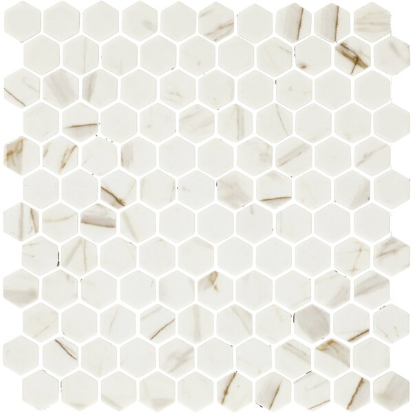 Daltile Uptown Glass 1in Hexagon Mosaic, 16.92 SQFT Per Carton, 18PK - UP241HEXMS1P