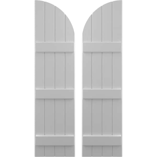 Ekena Millwork Americraft 4-Board (3 Batten) Wood Joined Board-n-Batten Shutters w/ Arch Top, ARW401BQ414X32PRH - ARW401BQ414X32PRH