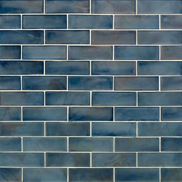Msi Blue Shimmer Subway 11.75 In. X 11.75 In. X 6 Mm Textured Glass Mesh-Mounted Mosaic Tile, 15PK - ZOR-MD-0350