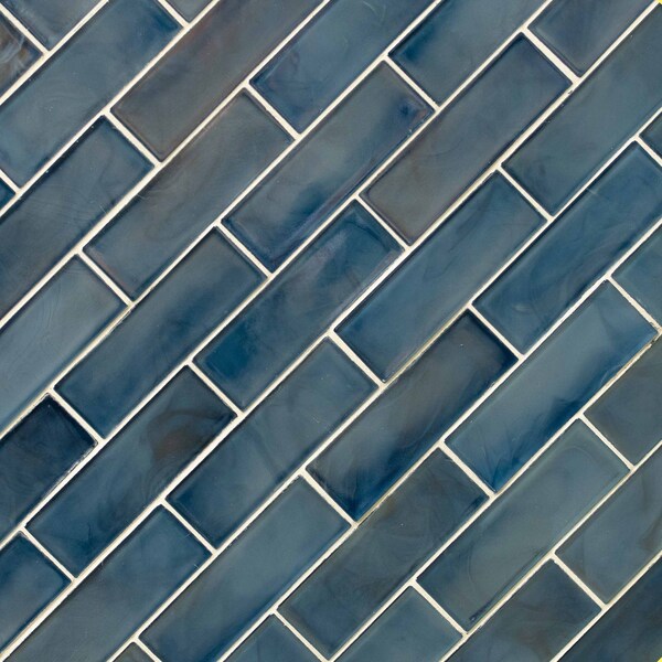 Msi Blue Shimmer Subway 11.75 In. X 11.75 In. X 6 Mm Textured Glass Mesh-Mounted Mosaic Tile, 15PK - ZOR-MD-0350