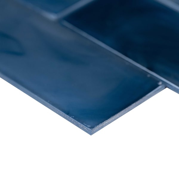 Msi Blue Shimmer Subway 11.75 In. X 11.75 In. X 6 Mm Textured Glass Mesh-Mounted Mosaic Tile, 15PK - ZOR-MD-0350