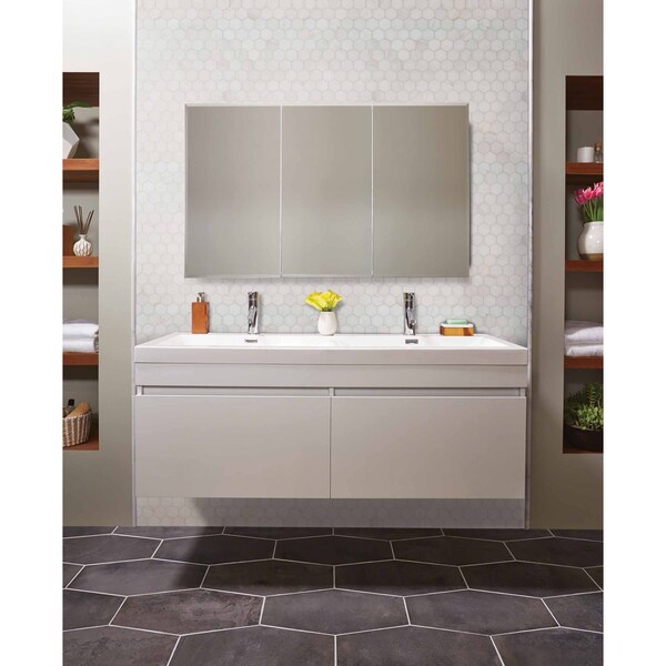 Msi Bianco Dolomite Hexagon SAMPLE Polished Marble Mesh-Mounted Mosaic Tile - ZOR-MD-0164-SAM
