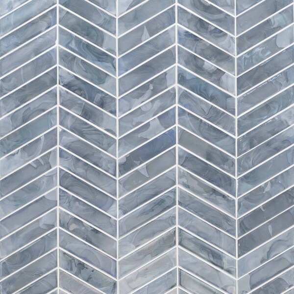 Msi Blue Shimmer SAMPLE Chevron Glass Mosaic Wall Tile - ZOR-MD-0392-SAM
