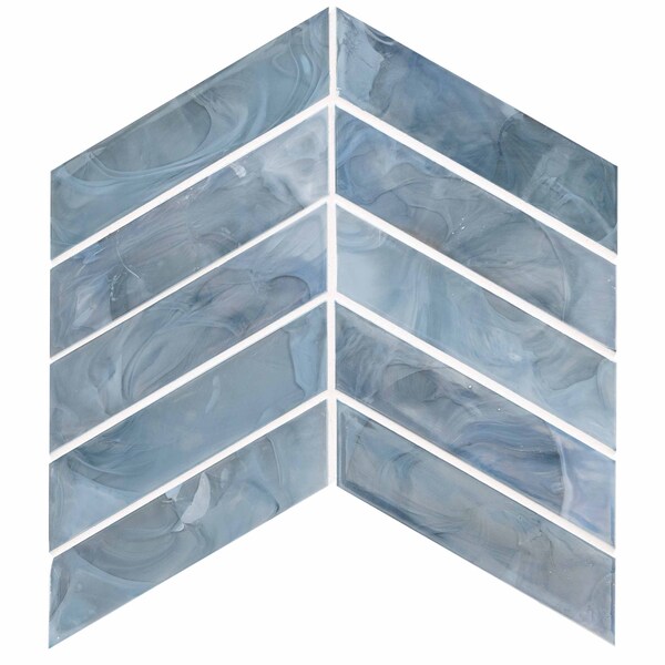 Msi Blue Shimmer SAMPLE Chevron Glass Mosaic Wall Tile - ZOR-MD-0392-SAM