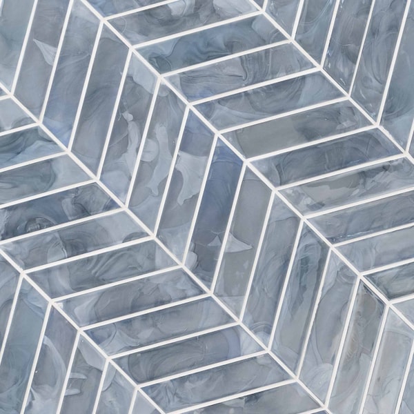 Msi Blue Shimmer SAMPLE Chevron Glass Mosaic Wall Tile - ZOR-MD-0392-SAM