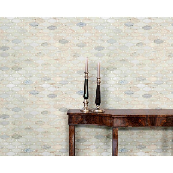 Msi Angora Elongated Octagon SAMPLE Polished Marble Mesh-Mounted Mosaic Tile - ZOR-MD-0299-SAM