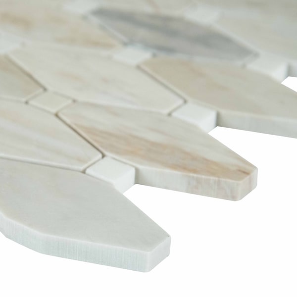 Msi Angora Elongated Octagon SAMPLE Polished Marble Mesh-Mounted Mosaic Tile - ZOR-MD-0299-SAM
