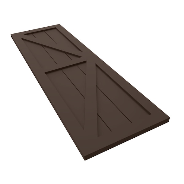 Ekena Millwork True Fit PVC Two Equal Panel Farmhouse Fixed Mount Shutters w/ Z-Bar, Raisin Brown , 18W x 79H, PR - TFP102FH18X079TB