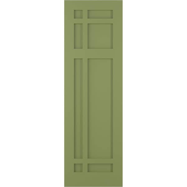 Ekena Millwork True Fit PVC San Juan Capistrano Mission Style Fixed Mount Shutters, Moss Green, 15W x 60H, PR - TFP001SJ15X060MG