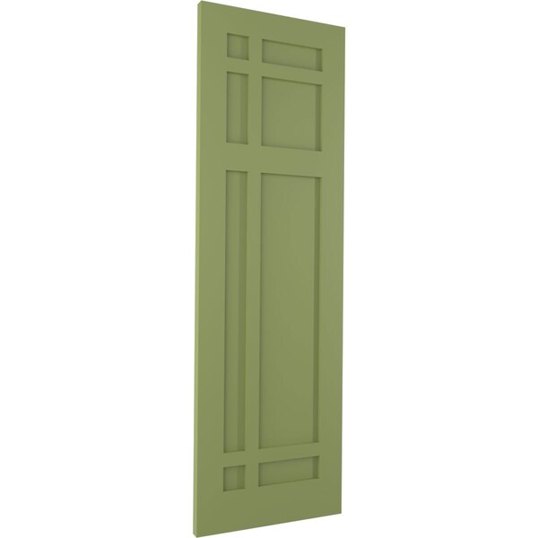 Ekena Millwork True Fit PVC San Juan Capistrano Mission Style Fixed Mount Shutters, Moss Green, 15W x 60H, PR - TFP001SJ15X060MG