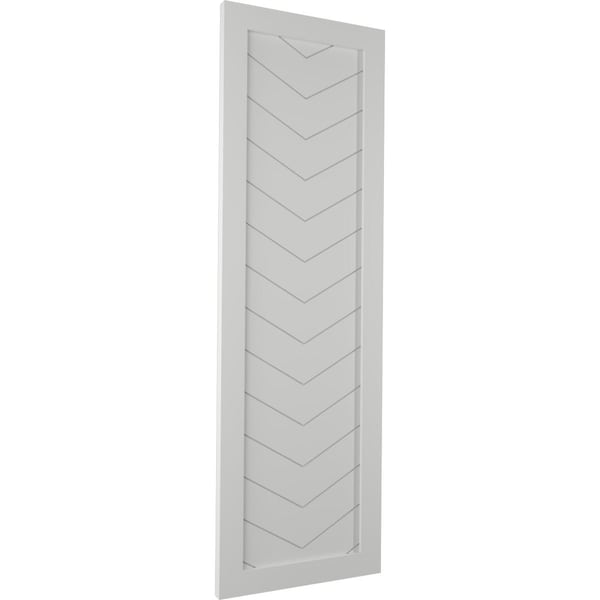 Ekena Millwork True Fit PVC Single Panel Chevron Modern Style Fixed Mount Shutters, Hailstorm Gray, 15W x 53H, PR - TFP001CV15X053ST