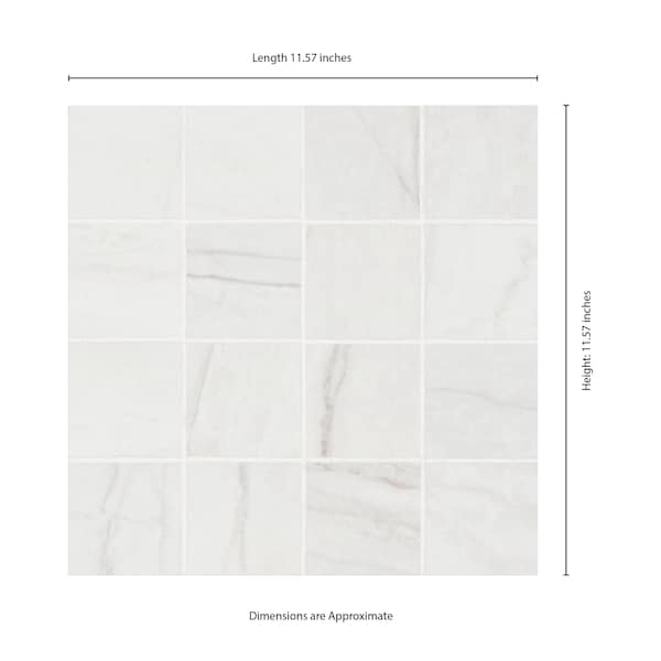 Msi Kaya Zermatta Blanca 12in X 12in Matte Porcelain Mosaic Floor And Wall Tile, 11PK - ZOR-PT-0894