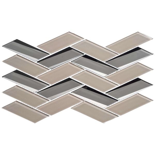 Andova Tiles SAMPLE Flight 2 x 425 Glass Herringbone  Chevron Mosaic Wall Tile - SAM-ANDFLI384