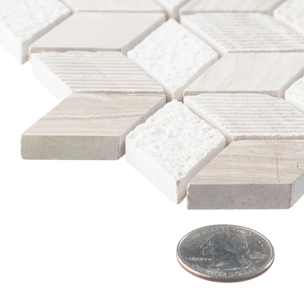 Andova Tiles ANDOVA TILES Cubit 1" x 2" Marble Grid Mosaic Wall & Floor Tile - ANDCUB326